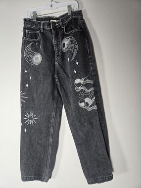 BDG Black High-Rise Jeans with White Celestial & Snake Graphics